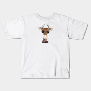 Cute Baby Deer Playing With Football Kids T-Shirt